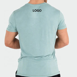 T-shirt de course à pied d'été à la mode pour hommes, hauts en coton à manches courtes respirant, tissu tricoté - Product Image 4