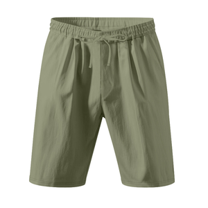 Men's Casual Gym Workout Shorts Solid Olive Color Satin <b>Mid</b> Elastic Waist Quick-Dry Lightweight Breathable 100% Polyester - Product Image 4