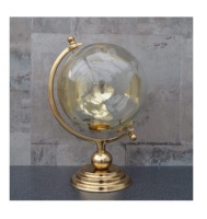 Globo Terráqueo de Aluminio de Alta Calidad, Mapa del Mundo Art Deco, Diseño Moderno, Hecho a Mano, Acabado Negro Pulido, Decoración Educativa para Oficina y Hogar