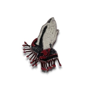 Handmade Beaded Brooch with Embroidery Prayer Hands <b>Jewelry</b> <b>Design</b> Fashion Genre - Product Image 1