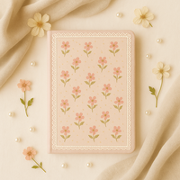 Carnet A5 LABON à imprimé floral rose, bordure en dentelle, design romantique de petites fleurs, journal en tissu pour cadeau et écriture quotidienne