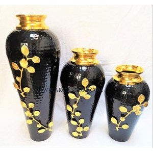 Ensemble de 2 vases à fleurs de table de tailles différentes, vase plaqué or à motifs de feuilles, vases à fleurs brillants en métal de couleur blanche pour Offre Spéciale - Product Image 2