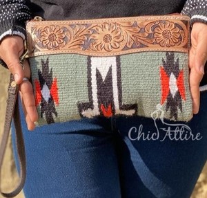 กระเป๋าคลัทช์หนังสไตล์ตะวันตก aztec สีน้ำตาลวินเทจกระเป๋าเครื่องมือหนังแท้ที่เป็นเอกลักษณ์ของ Aztec - Product Image 1