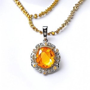 สร้อยคอจี้พลอยสีเหลือง925เงินสเตอร์ลิงชุบทอง5A เครื่องประดับเพทายสำหรับผู้หญิง - Product Image 4