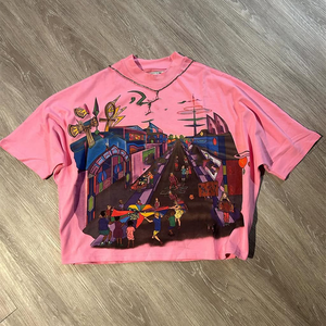 Logo personnalisé lourd 100% coton français éponge t-shirt court déchirures coupe et couture surdimensionné DTG imprimé hommes t-shirt short ensemble - Product Image 4