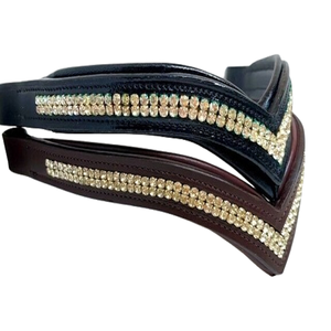 Bandeau de sourcils équestre de créateur personnalisable pour l'équitation Confortable or cristal strass cuir personnalisable équitation - Product Image 1