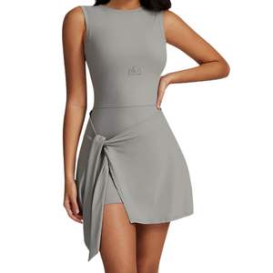 <b>Women</b> Sleeveless One Piece Jumpsuit With Wrap Skirt Detail Stretch Fit Bodycon Casual Streetwear <b>Outfit</b> - Product Image 1