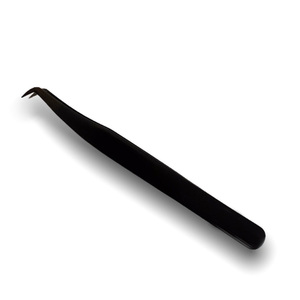 Pince à épiler d'extension de cils à poignée en fibre en acier inoxydable de couleur plasma noir - Product Image 3