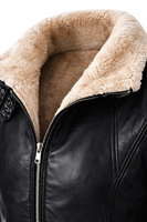 Veste en cuir sur mesure de haute qualité pour homme, imperméable, coupe-vent, doublure en fausse fourrure épaisse, style shearling, personnalisable, en vente