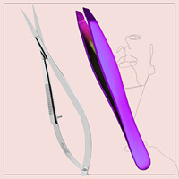 Pince à épiler à sourcils de meilleure qualité pince à épiler inclinée ciseaux à ressort avec logo personnalisé