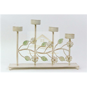 Conception de bois de cerf forme ronde guirlande conception bougeoir 3 en 1 couleur argent aluminium fonte bougie nickelé fournitures de l'inde - Product Image 5