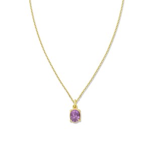 สร้อยคออเมทิสต์จี้รูปไข่อัญมณีธรรมชาติเครื่องประดับ925เงินสเตอร์ลิง14K ชุบทองของขวัญสำหรับเธอ - Product Image 2