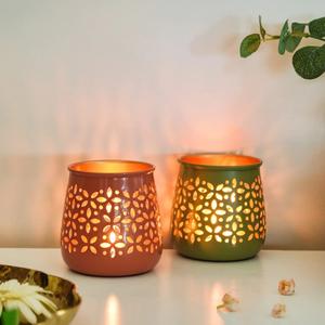 Modern Multi-Color Tea Light Votive Table Decorations Handmade Aluminum Metal <b>Candle</b> <b>Holders</b> Etching Design New Home Decor Glass - Product Image 4