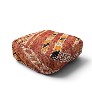Pouf carré bohème moderne fait main, motif géométrique abstrait, en tissu de coton, coussin de sol, décoration de salle de bain mobile - Product Image 1