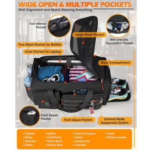 Bolsa de Gimnasio Táctica Convertible Impermeable con Compartimento para Zapatos, <span class=keywords><strong>Mochila</strong></span>, Bolsa de Lona, Bolsa de Viaje Deportiva Multifuncional - Product Image 3