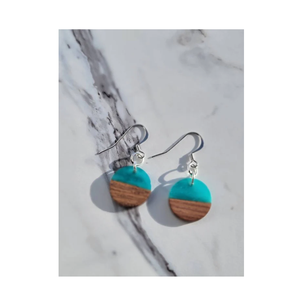 Pendientes de aro de madera y resina hechos a mano estilo color personalizado para mujer y pieza de diseño y artesanía natural - Product Image 6