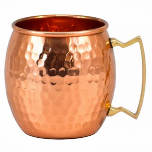 Taza de mula de Moscú de cobre puro, con mango de cobre, forma de barril clásico, espejo de alto brillo terminado por acentos Axiom para el hogar - Product Image 5