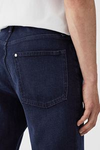 Pantalon en jean décontracté pour homme, coupe droite ample, couleur unie, avec lettres brodées, style streetwear et soirée, Simple Spring - Product Image 2