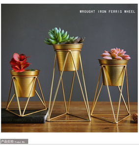 Modern <b>Indoor</b> Decorative Metal Planter <b>Pot</b> with <b>Small</b> Height Stand for Home Furnishing or Garden Decor - Product Image 2
