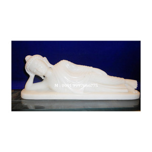 Estatua de Buda de mármol blanco, excelente acabado, decorativa para interiores y exteriores, hermoso diseño artesanal. - Product Image 1