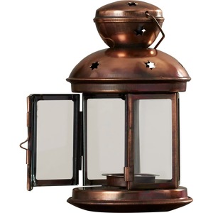 Lanterne en métal noir Bougeoir de patio de jardin Finition antique pour un accent d'éclairage intérieur et extérieur élégant - Product Image 6