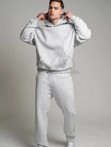 Logotipo personalizado bordado 100% algodón Sudadera con capucha de gran tamaño Jogging Suit Pantalones de chándal Peso pesado Estilo holgado Chándal Precio barato - Product Image 4