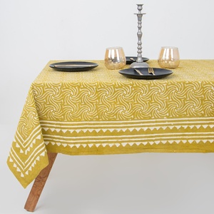 Latest Indian Dabu Striped Block Print Cotton <b>Tablecloth</b> Table Cloth for Dinning Table Beautiful Printed Dinner Table Decor - Product Image 1