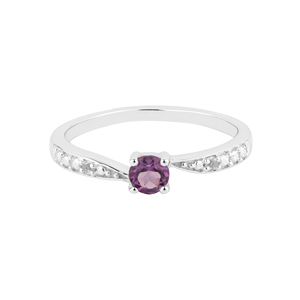 Anillo de Plata de Ley 925 con Amatista Natural y Topacio Blanco para Mujer, Corte Ovalado, Incrustaciones de Alta Calidad, Ideal para Compromiso, Shah Gems - Product Image 2