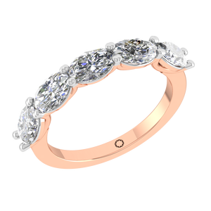 Fancy Lab Grown Moissanite Half Eternity Band Ring IGI Certificado 2,19 Carat Forma ovalada Chapado en oro amarillo Ajuste de punta fina - Product Image 1