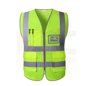 Chaleco reflectante personalizado de alta calidad, chaleco de construcción de alta visibilidad con múltiples bolsillos para seguridad nocturna para trabajo en carretera, Material de poliéster - Product Image 1