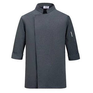 Comprar al por mayor cuarto de manga Stand Collar Restaurante bar Chef Chaqueta Abrigo Top Side Closer - Product Image 2