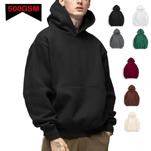 Otoño Invierno hombres Premium Heavyweight Hoodies 500 Gsm algodón grueso Casual Top Color sólido sudadera con patrón impreso - Product Image 2