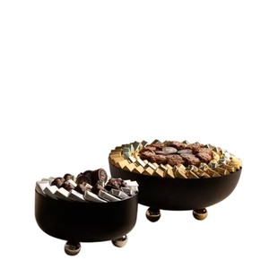 Bol de service en chocolat en gros, bol de service sur piédestal en métal doré vintage antique pour la décoration de la maison et les cadeaux de vacances au meilleur prix - Product Image 2