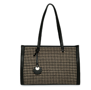 Sac fourre-tout minimaliste en cuir marron avec une large bandoulière crème élégante. Disponible aux prix de gros. - Product Image 5