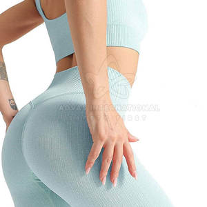 Conjunto de Yoga para mujer de alta calidad personalizado bajo MOQ ropa deportiva transpirable patrón sólido cierre con cordón 2 piezas Spandex/poliéster - Product Image 6