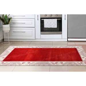 Alfombra Estampada: Alfombra Interior de Estilo Turco, Plana, Rosa y Roja, Alfombra de Terciopelo de Lujo - Product Image 3