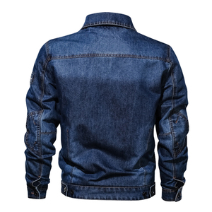 เสื้อแจ็คเก็ตยีนส์ทรงปกติสำหรับผู้ชาย รุ่นวินเทอร์ Y2K ปักลายสไตล์วินเทจ ล้างสีแบบวินเทจ เสื้อโค้ททรัคเกอร์ลำลอง แฟชั่นสตรีทแวร์ เสื้อคลุมแฟชั่น - Product Image 4
