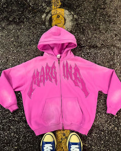 Pull-over à capuche surdimensionné délavé à l'acide personnalisé pour hommes Technique de bouffée Applique Patchwork Boxy Fit motif imprimé vêtements sweats à capuche - Product Image 1