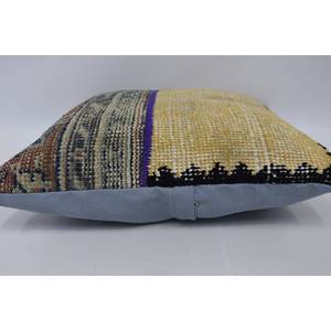 Beige Kantha Patchwork Wool <b>Pillow</b> 16x16 Inch Decorative Cushion Vintage Embroidered <b>Square</b> Print Portable for Bedding Floor Use - Product Image 5