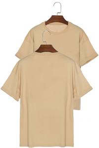 Camiseta Unisex de Cuello Redondo y Manga Corta para Adultos, Talla XL, Color Caqui, Poliéster/Algodón, Ecológica - Product Image 2