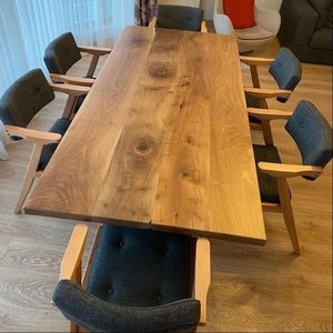 Handcrafted Live Edge Solid <b>Wood</b> <b>Dining</b> <b>Table</b> with Matte Black Steel Frame Legs Modern <b>Rustic</b> Industrial Farmhouse Kitchen <b>Table</b> - Product Image 3