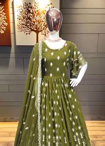 Robe longue brodée pour femme, vêtement de fête indien, tenue de mariage, à la mode, 2022 - Product Image 6