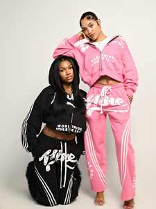 ชุดเซ็ตเสื้อฮู้ดซิปเต็มตัวและกางเกงขายาวทรงบานพิมพ์ลายพัฟฟ์ผ้าฝ้ายสั่งทำพิเศษสำหรับผู้หญิงและผู้ชาย - Product Image 4