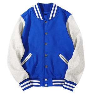 New Custom Men's Baseball Varsity Jacket Canvas Stand Collar Front Logo Breathable <b>Winter</b> <b>Quilted</b> Loose Fit - Product Image 1