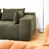 Juego de muebles de sofá de tela barato pequeño de compresión al vacío en forma de L