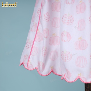 Pink Pumpkin Hand Smocked <b>Dress</b> for <b>Toddlers</b> Formal Sweet Mini Style Woven Breathable Fabric - BB3456 - Product Image 4