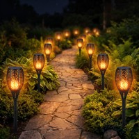 Lampe solaire à flamme étanche IP65 pour extérieur, jardin, allée, paysage, décorative, LED scintillante, torche rétro, ambiance, lampe de pelouse