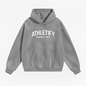 Sudadera con Capucha Informal y Transpirable para Hombre, Diseño Desgastado con Detalles Rotos, Corte Holgado, Sostenible para Ropa Urbana y Comodidad Diaria - Product Image 1