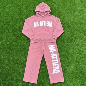 Ensemble survêtement deux pièces pour femme, personnalisé, rose, avec sweat à capuche oversize et pantalon de survêtement large, motif graphique en strass - Product Image 6