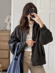 Blouson aviateur en cuir surdimensionné tissé écologique léger coupe-vent femmes automne/hiver/printemps Streetwear MS-JS-0088 - Product Image 4